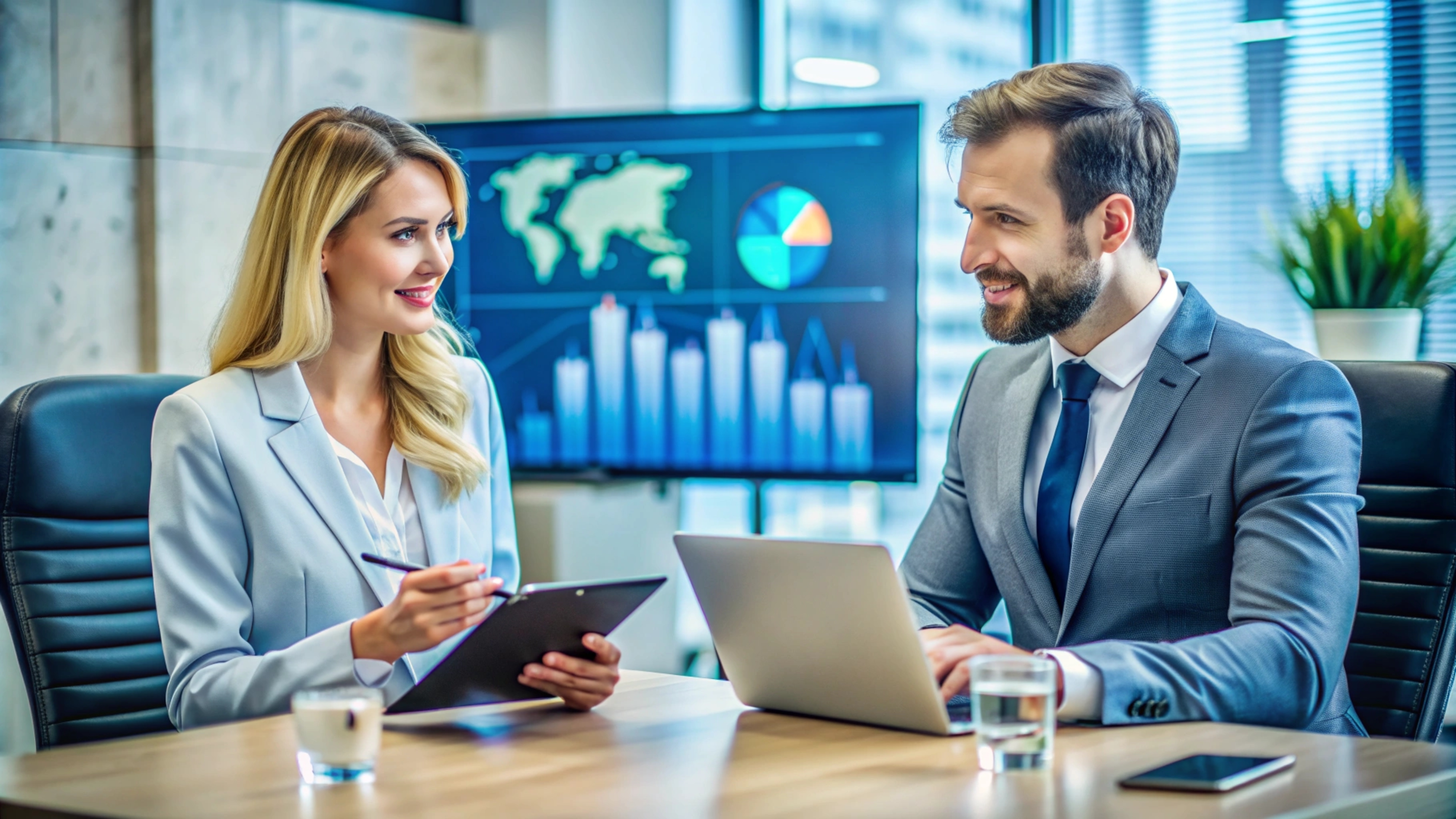 Team collaborating with charts